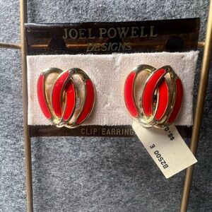 Vintage Joel Powell Designs Clip Earrings Gold/Red